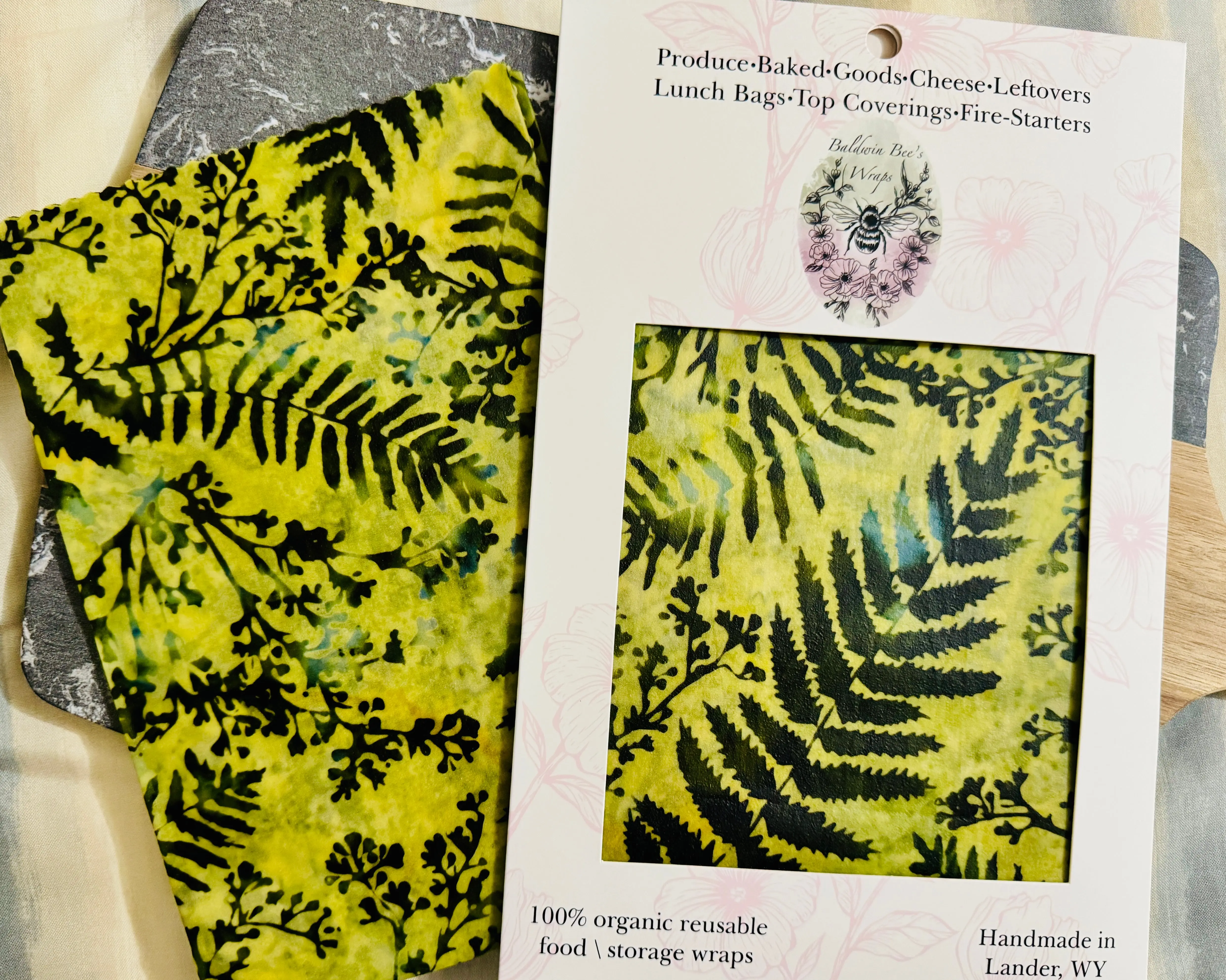 Jumbo Beeswax Bread Wrap - Reusable Bread Storage Wrap for Homemade Bread, Sourdough & Artisan Loaves (Fern)