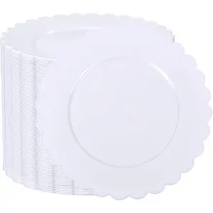 72 count 7.5" White Plastic Plates, Heavy Duty Disposable Plates for Weddings, Parties, Events, Fancy Dessert & Appetizer Plates | Shatterproof Bulk Party Supplies (72 Count)