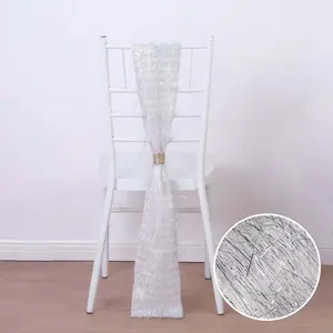 5 Pack Polyester Chair Sashes 6"x108" Silver Metallic Tinsel Fringe - Durable & Reusable Chair Bows