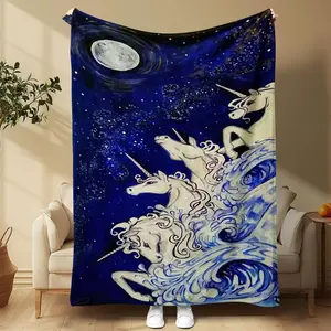 Unicorn Pattern Tapestry, Soft Warm Throw Blanket, Air-conditioned Room Blanket, Warm Nap Blanket for Home Decor, ldeal Gift Choice