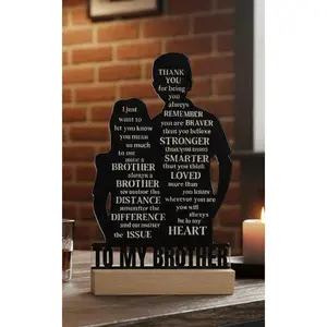Brother Gifts From Sister to My Brother Gifts for Best Brother for Birthdays Christmas Fathers Day Lightweight Acrylic Plaque Sign with Wood Stand Table, Shelf or Desk Decoration Family