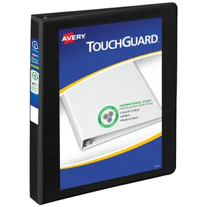 Avery TouchGuard Protection View 3 Ring Binder, Clear View Cover, 1" Slant Rings, 1 Black Binder (17118)