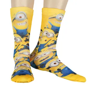 Minions Allover Character Design Men's Sublimated Adult Mid-Calf Crew Socks