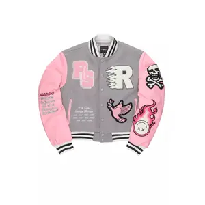 Aniya Grey Oversized Varsity Jacket