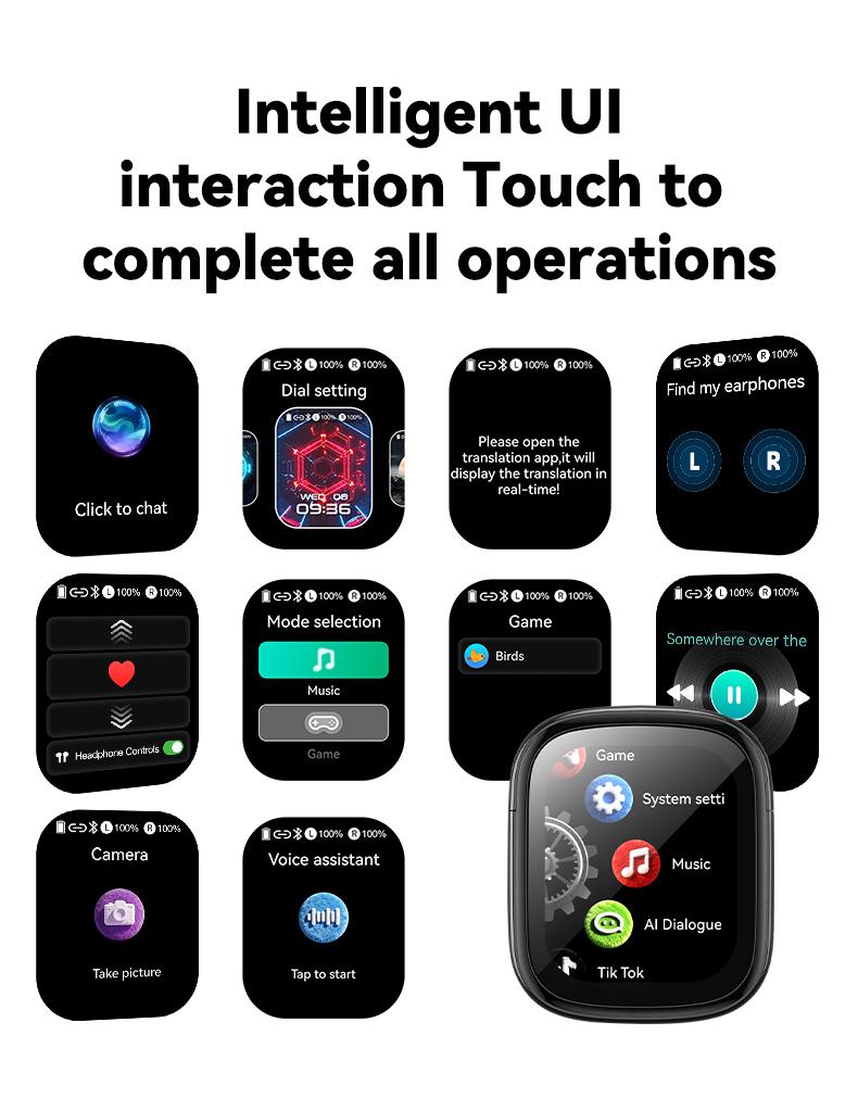 ZNP N02 LED Smart Dialogue Headphones, Supports conversational interaction, emotional companionship, answering questions, and providing inspiration. Hi-Fi sound quality, and comes with a dedicated app, Suitable for learning, work, and entertainment.