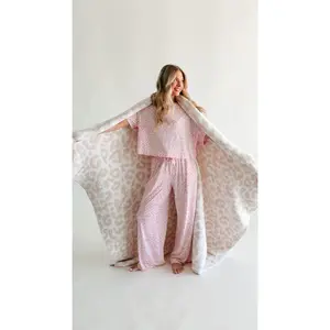 Adult Plush Throw Blanket in Pink Leopard