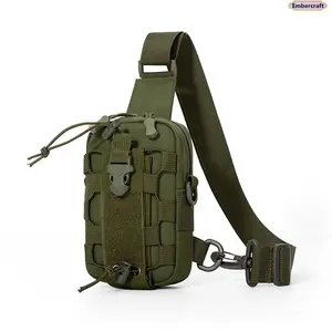 Tactical Sling Bag for Men Women, EDC Crossbody Fanny Pack Anti-Theft Chest Bag with Water Bottle Holder, MOLLE Utility Phone Quick Acce