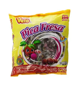 Vero Pica Fresa Candy (100 Pack) - Spicy Strawberry Mexican Candy, Chili-Coated Chewy Treat, Dulces Mexicanos, Sweet and Tangy Snack