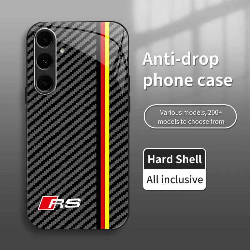 Suitable for [Galaxy S24 Fe] New high-end simple carbon fiber textured glass mobile phone case New business simple explosion-proof glass mobile phone case Affordable environmentally friendly anti-fall and anti-fingerprint 995