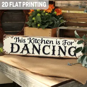 1PC 2D Flat, Country Style, Western Decor, Home Decor Products "This Kitchen is for Dancing" Metal Wall Sign, Farmhouse Decor with Distressed Edges, 9.98x39.98cm, No Electricity Required, Suitable for Kitchen, Dining Room, Farmhouse Decoration