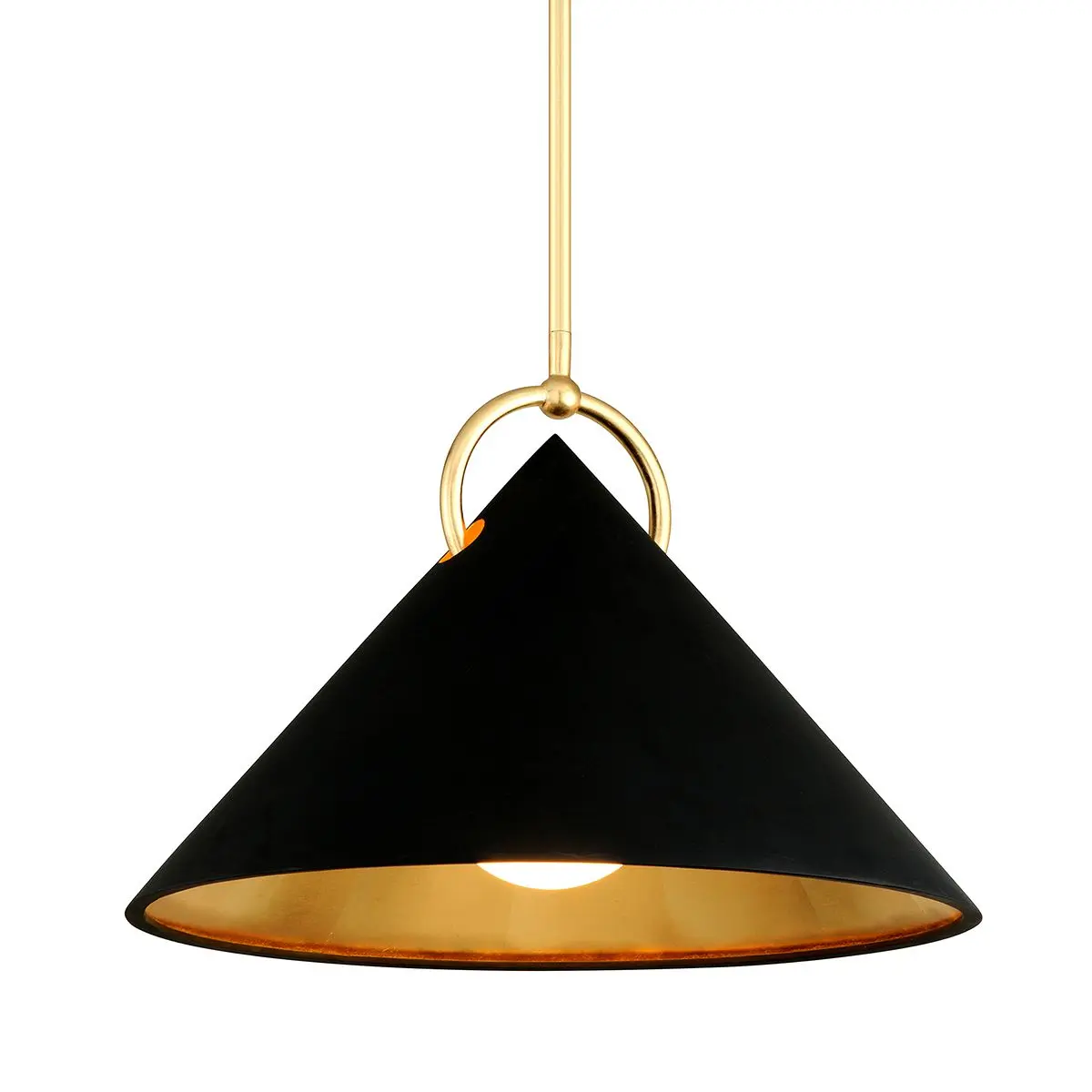 Charm Pendant Light Fixture with Opal Glass Diffuser in Gold Leaf, Soft Black, or Soft White Finishes