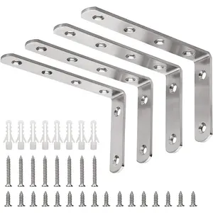 L Bracket, 5" x 3" Max Load 35lb/15KG Heavy Duty Stainless Steel Solid Shelf Support Corner Brace Joint Right Angle Bracket, Pack of 4