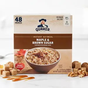 Quaker Instant Oatmeal Food - Maple & Brown Sugar Flavor, 1.51 oz Individual Packets (Pack of 48)