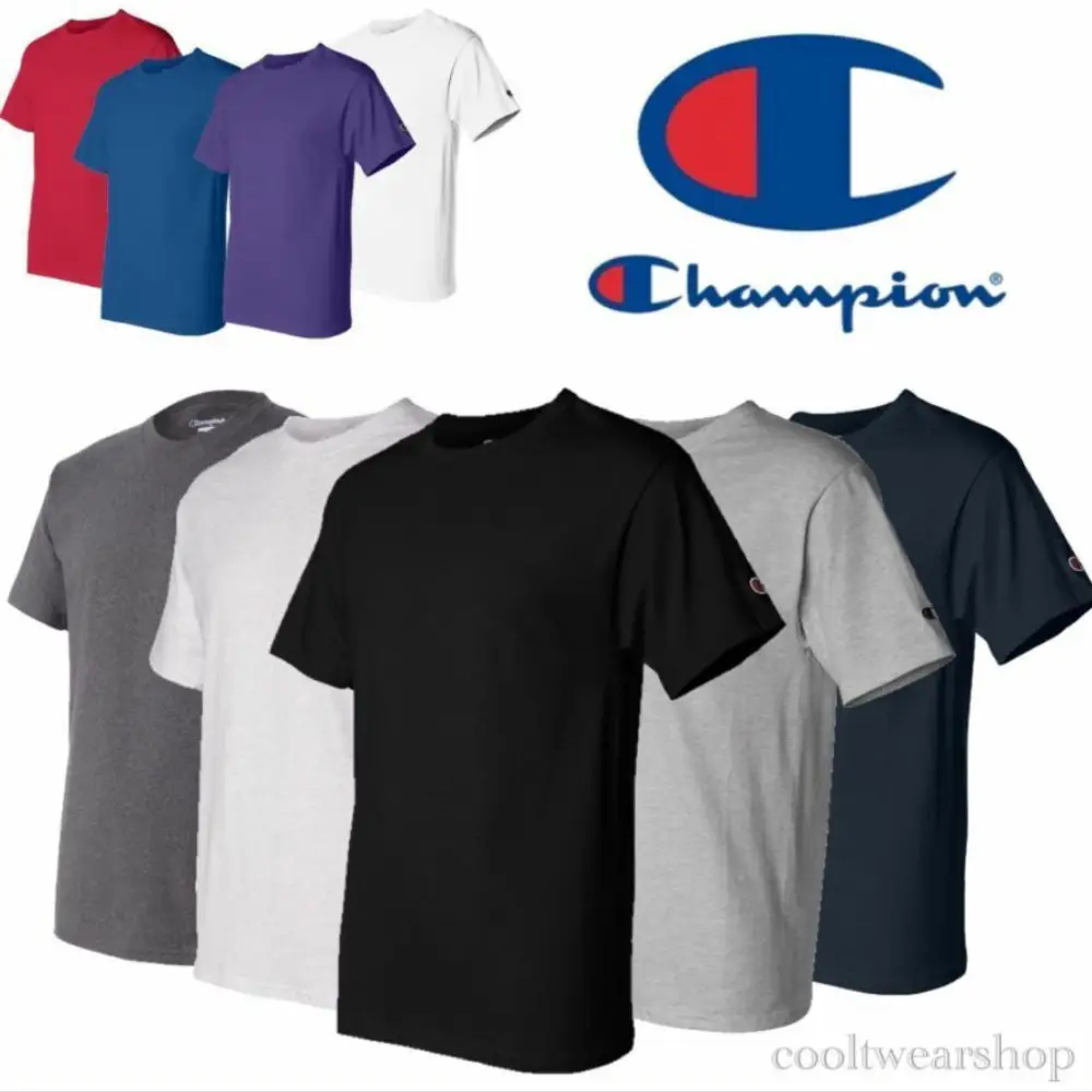 Champion Men’s T-shirt T425 Plain Crewneck Short Sleeves T-Shirt Menswear Top Cotton Tshirt Shortsleeve Round Neck