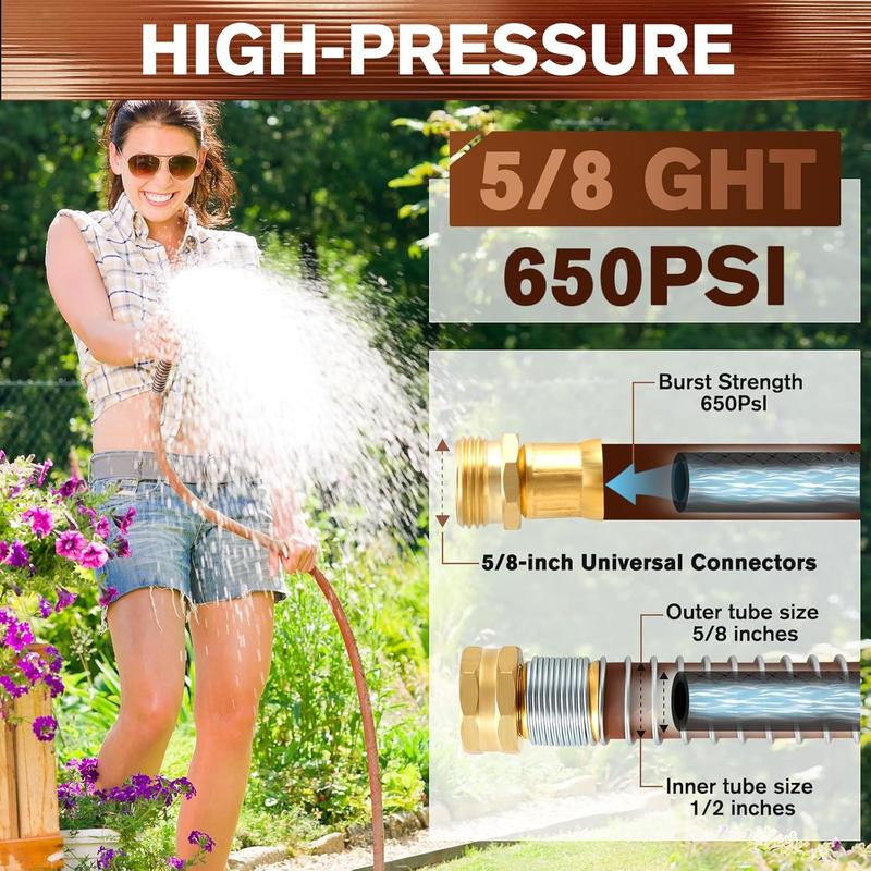 Short Leader Garden Hose 5/8" x 6ft, No Kink Lightweight Water Hose, Hybrid Rubber, Heavy Duty, 650 Burst PSI, Male to Female Fittings Short Leader Garden Hose 5/8" x 6ft, No Kink Lightweight Water Hose, Hybrid Rubber, Heavy Duty, 650 Burst PSI, Male to Female Fittings