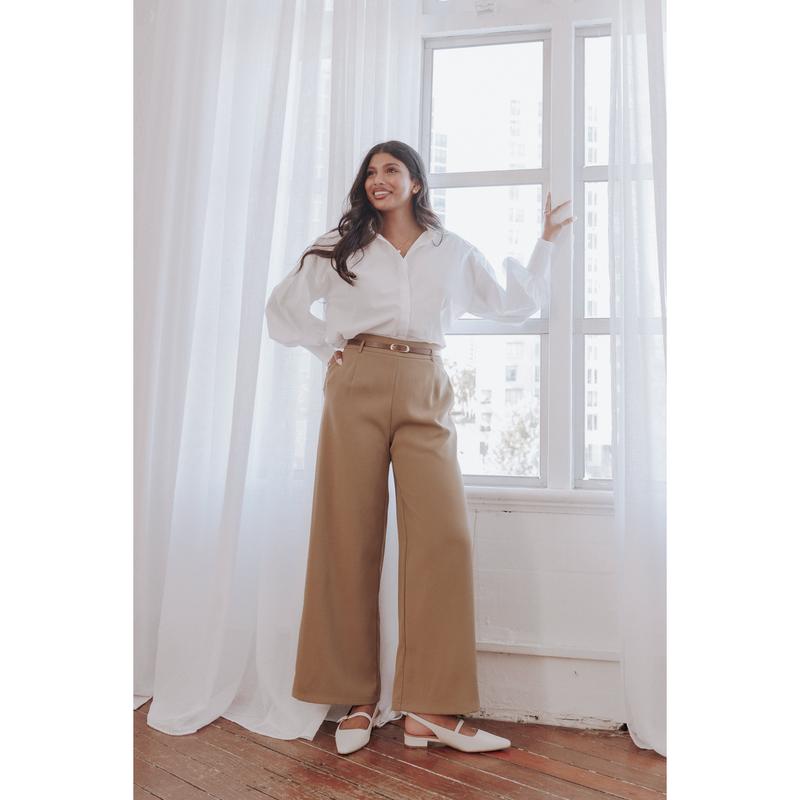 Ceres Belted Wide Leg Pant - Olive
