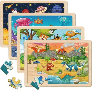 Puzzles for Kids Ages 4-6, 4 Packs 24 Piece Wooden Jigsaw Puzzles for Toddlers 5-8 Preschool Educational Puzzles Boards Toys Gifts for 4 5 6 7 8 Boys Girls