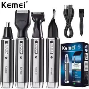 Professional Km-6630 4-In-1 Rechargeable Trimmer for Nose, Ear, Eyebrow & Beard, USB Charging, Pain-Free Grooming, Perfect Gift Idea