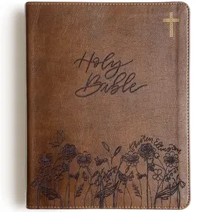 Personalized NIV Journaling Bible - Brown - Holy Bible with Rose Garden - Hand Lettered and Engraved