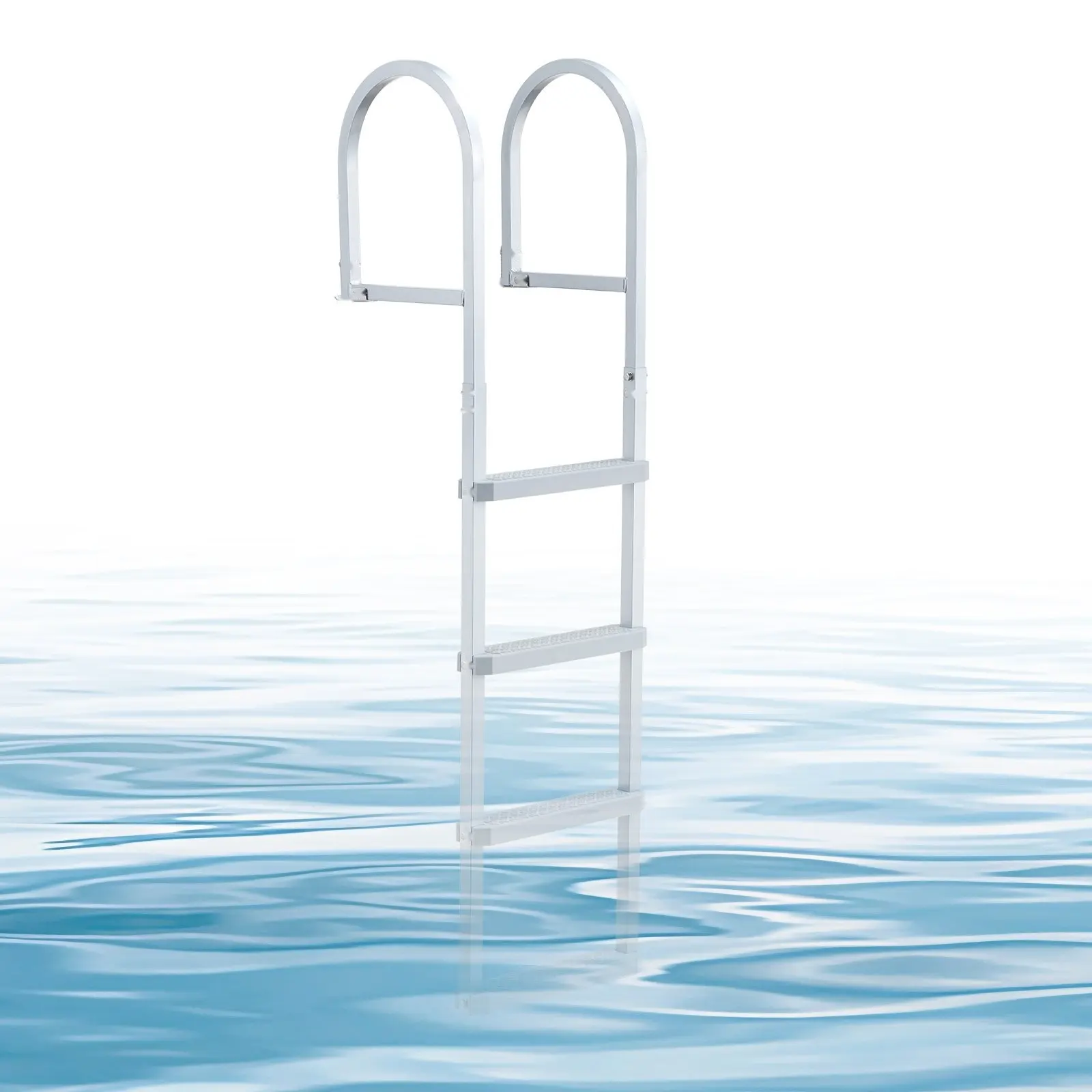 Removable Dock Ladder, 4-Step Aluminum Alloy Pontoon Boat Swim Ladder With Non-Slip Wide PP Steps, 500 Lbs Capacity, Quick Release Design, Suitable For Lake Swimming, Pool, And Marine Boarding