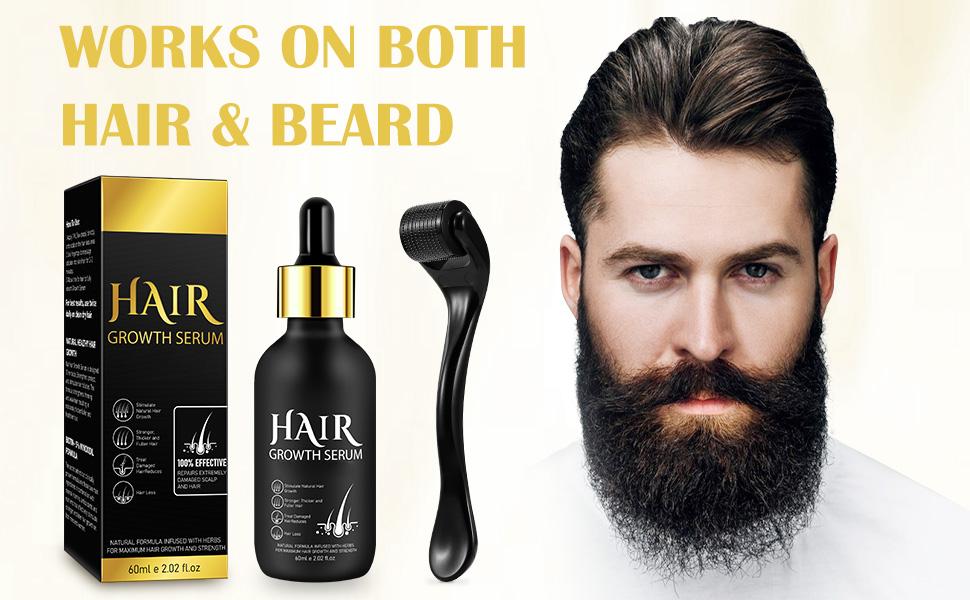 Beard care/hair care with Roller 0.25mm Scalp Kit,Scalp Treatments,Serum With Biotin, Microneedle Beard Roller for Thicker Longer Fuller Hair and Beard ,Gifts for Men Dad,Birthday gift,Daily hair care/Hair Care and Styling