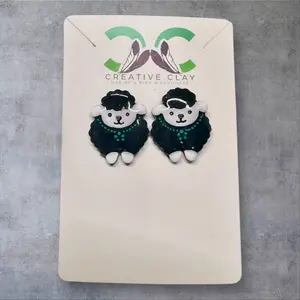 Mini Black Dibé (Sheep) + Turquoise Necklace Earrings | Handmade Polymer Clay | Sterling Silver .925 Posts | Lightweight & Hypoallergenic | Stud Earrings