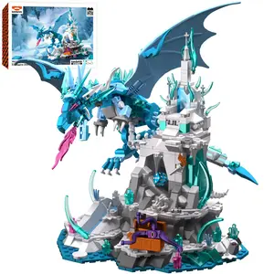 862pcs Medieval Building Set, Castle Dragon Building Blocks Sets, Suitable for Youth Teens Adults, Easter Christmas Holiday Birthday Gifts Office Home Decor Collection, Frostspire Dominion