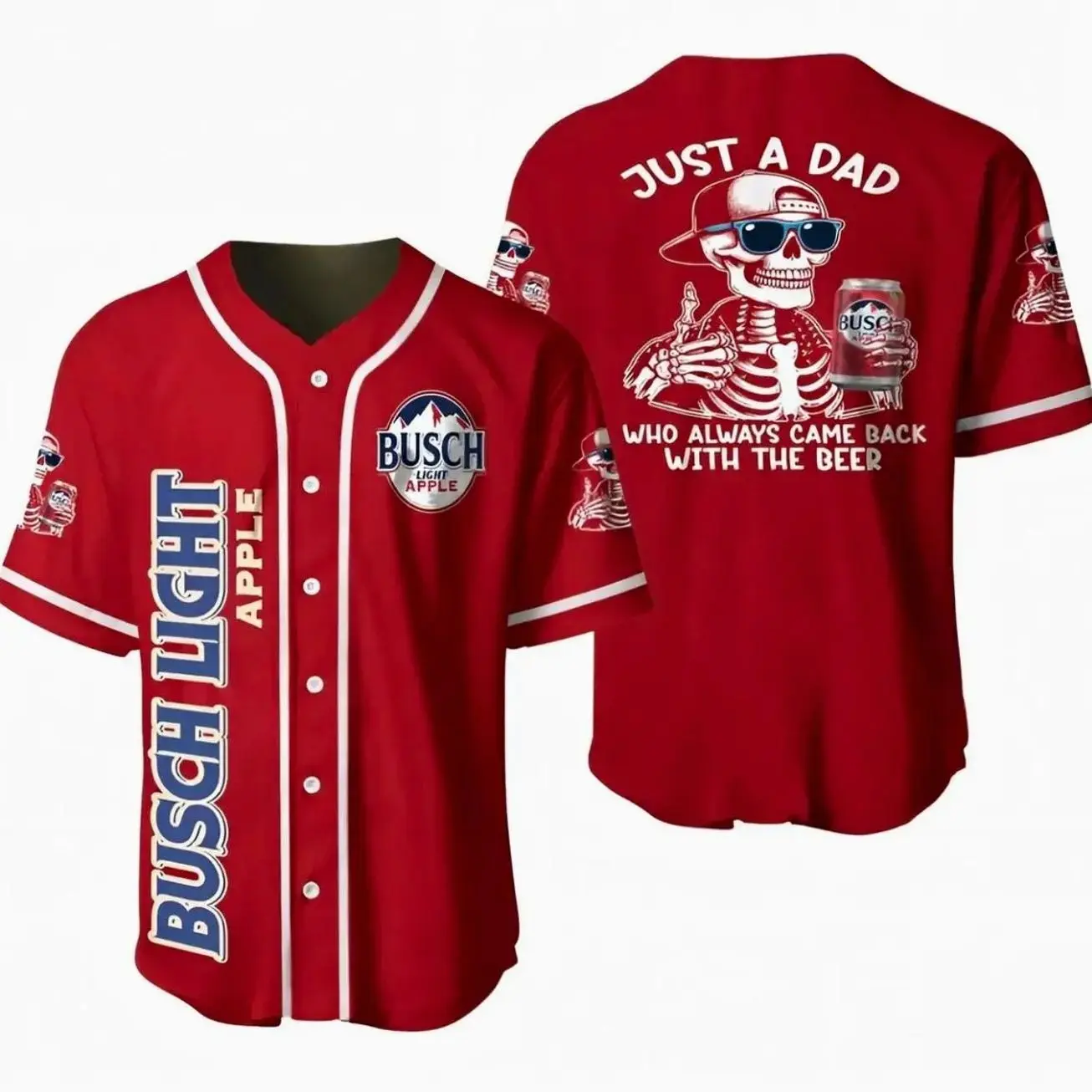 Just a Dad Baseball Jersey, Busch Light Apple Beer Baseball Jersey Shirt, Gift For Friends, Drinking Gift for Biker, Gift for Her