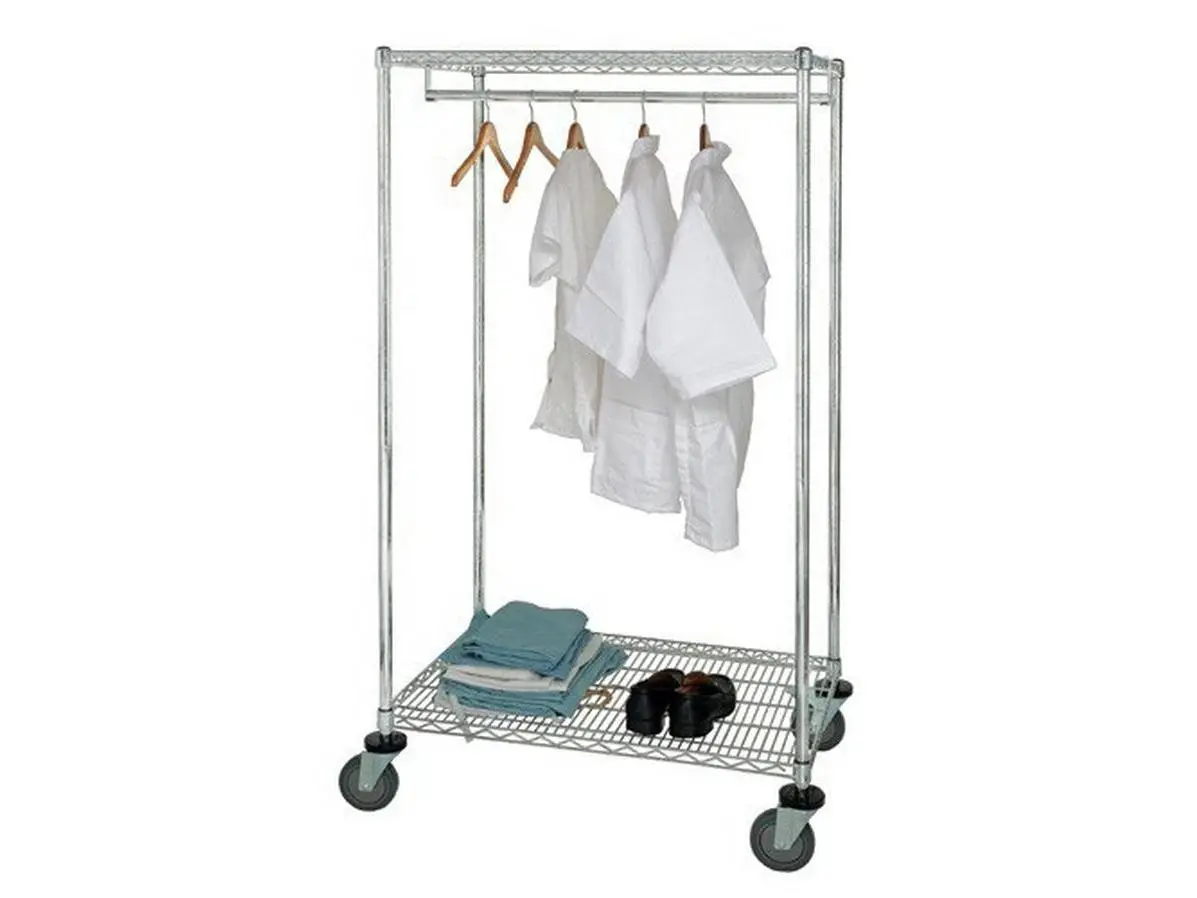 Quantum Storage WRGR-63-2436 Hangable Wire Garment Rack Shelf, Stationary Laundry Drying Rack with Accessories, 24x36x63 in.