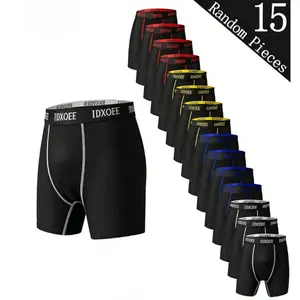 Men’s 15-Pack Nylon Blend Boxer Briefs - Breathable Elastic Underwear, Quick-Dry, No Ride-Up Long Leg Cut, Athletic Fit, Comfortable Stretch Sportswear for Daily Wear, All-Season Use (Pack of 15)