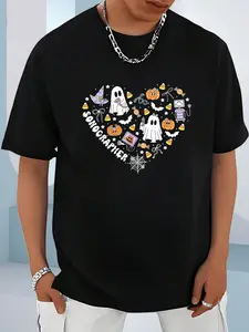 100% Cotton Unisex Sonographer Heart Halloween Ultrasound Tech MFM OBGYN Spooky T-Shirt， men's autumn short-sleeved shirt, featuring maple leaf and Thanksgiving Halloween prints