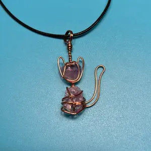 Kitty Cat Pendant, choose your crystals, Copper- Handmade (custom only)