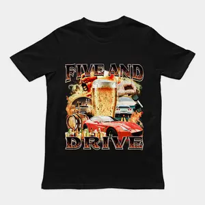 Five and Drive T-Shirt – Unisex Casual Graphic Tee, Soft Cotton Fabric
