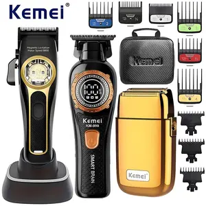 Men's Professional Electric Hair Clipper Set, Km-2373+km-999+km-Tx1, Easy Handling for Various Hairstyles, Beauty Grooming Kit