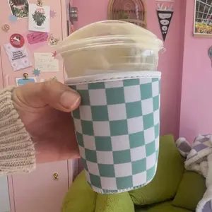 Sage Checkered Coffee Sleeve