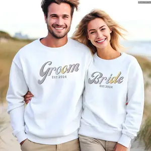 Personalized Bride & Groom Sweatshirts, Mr And Mrs Sweater, Matching Couples Sweater, Custom Cute Engagement Gift Retro Honeymoon Sweatshirts , Unisex Vintage Shirt