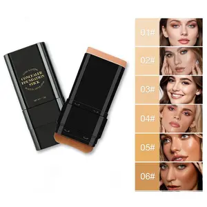6-color Dual -Ended Concealer Foundation Stick, 2-in-1 Long-Lasting Foundation and Concealer with Brush, Creamy Full Coverage for Dark Circles & Blemishes, 2.09 Oz