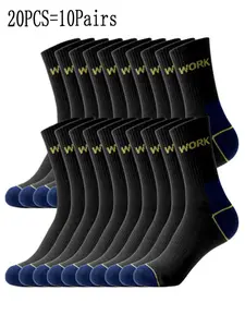 Men's Sports Socks Polyester Athletic Socks 20 Pairs (10 Pairs), Thick Comfortable Fitness Running Socks, Breathable Moisture-Wicking Fabric, Non-Slip Grip