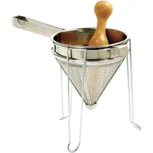 Stainless Steel Chinois with Stand and Pestle Set, Bouillon Strainer, Jelly Strainer, China Cap, 642