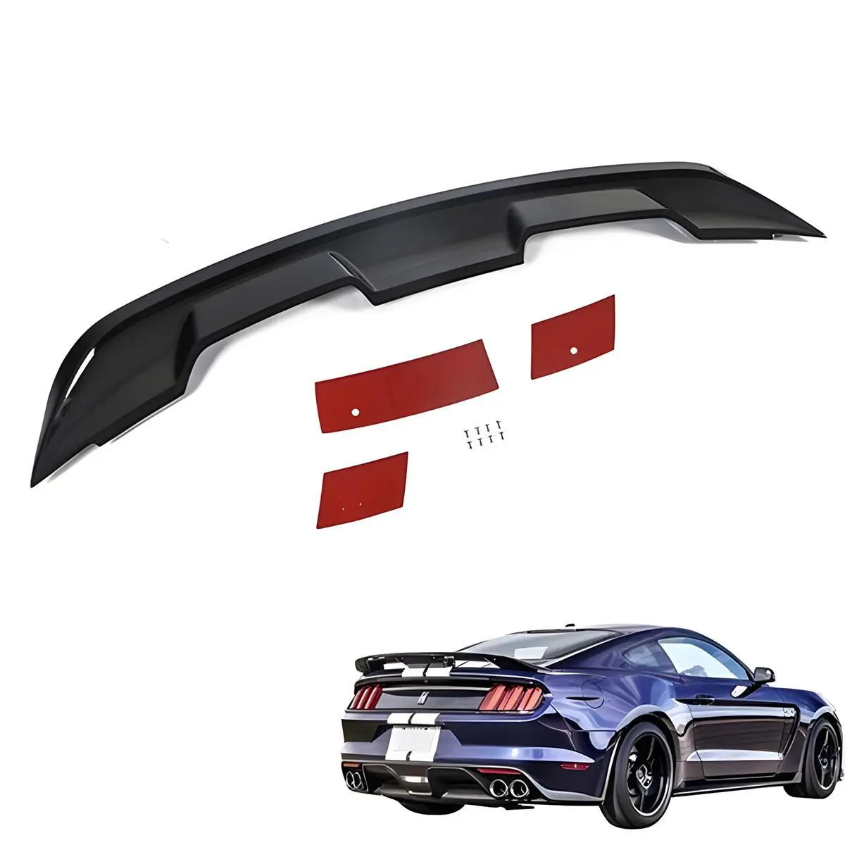 GT500 Racing Style Rear ABS Spoiler, Vehicle-Specific Trunk Lip Spoiler Fit for 2015-2021 Ford Mustang Coupe, Automotive Car Accessories