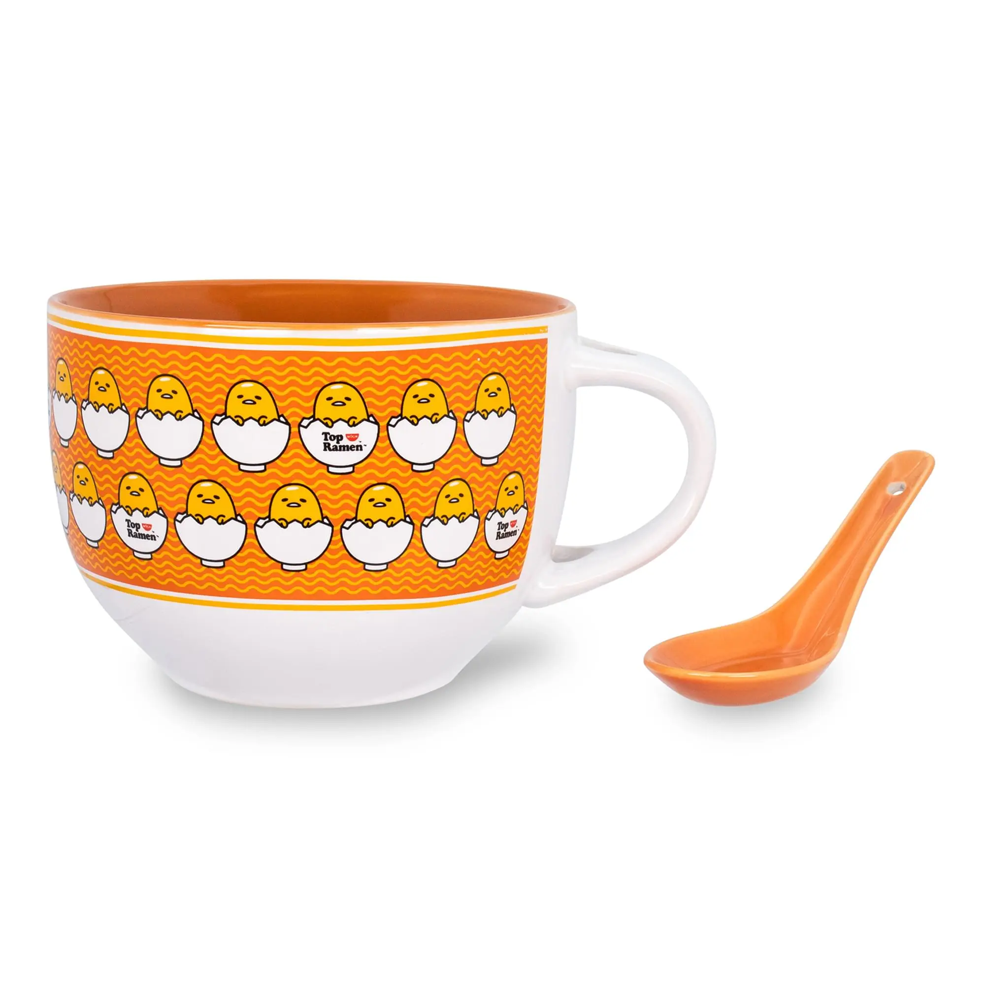 $16.99 | Sanrio Gudetama x Nissin Top Ramen Ceramic Soup Mug with Spoon | Holds 24 Ounces