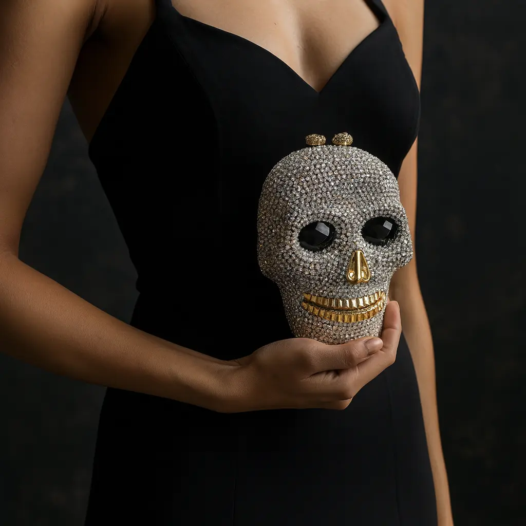 Halloween 3D Skull Rhinestone Bag Crystal Metal Evening Cocktail Party Clutch with Sparkling Rhinestones
