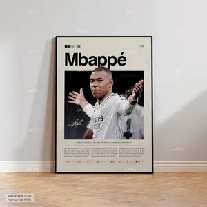 Kylian Mbappé Poster, Mbappé Real Madrid Print, Framed Mbappé Art, Real Madrid Fan Gift Idea, Mbappé Wall Decor, Real Madrid Poster1