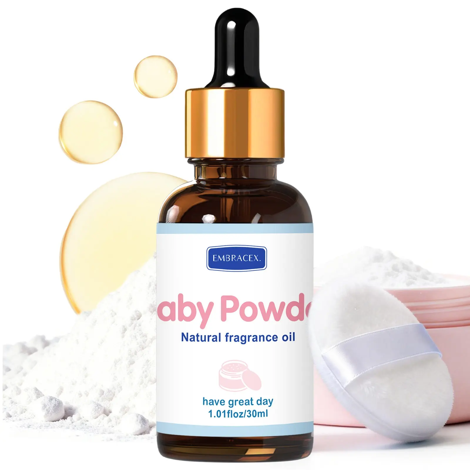 30ML Baby Powder Scented Essential Oils with Dropper, Aromatherapy Diffuser Oil, Humidifier Diffuser, DIY Soap Candle Bath Car Air Freshener, Long-Lasting Scent, Holiday Gift