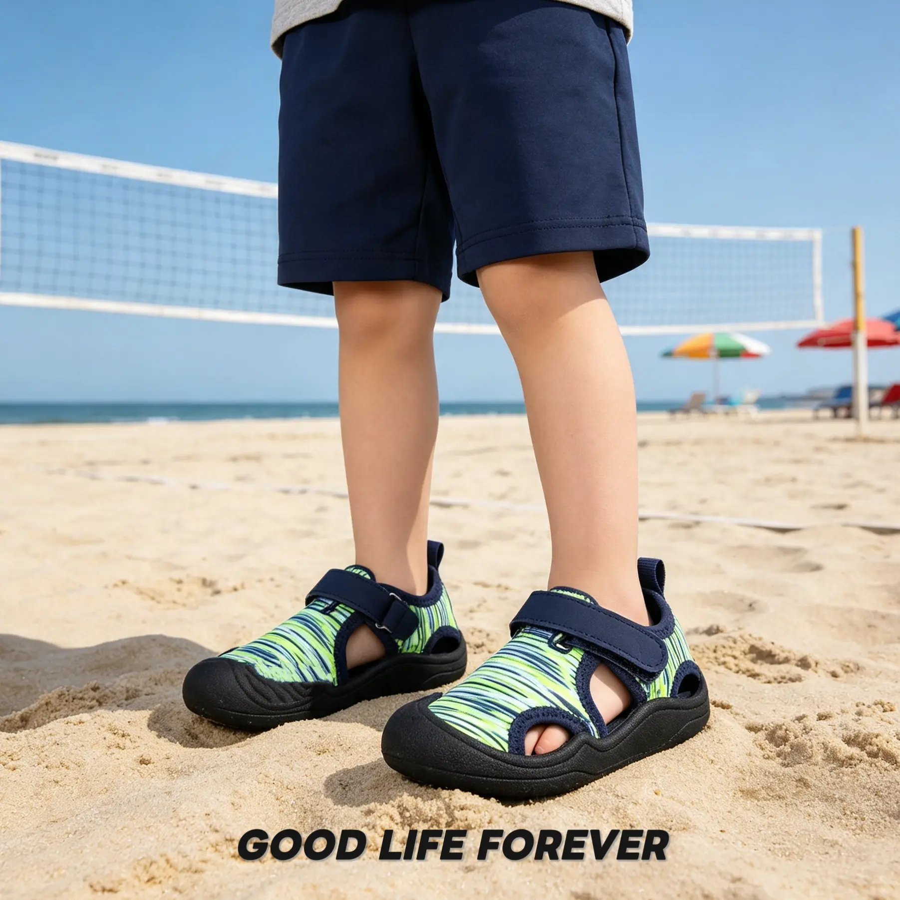 2026 Children's outdoor waterproof shoes, with Velcro fastening for stability, lightweight and easy to clean water shoes