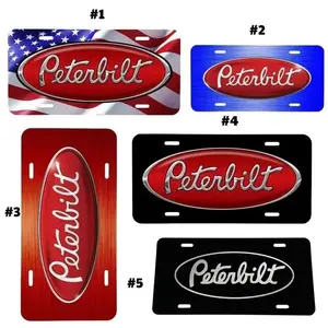 Peterbilt Logo License Plate, Car Accessories, Perfect Gift - Lightweight Aluminum, Pre-Drilled holes, Easy Installation