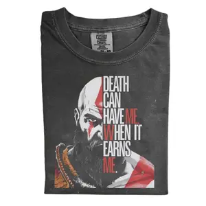 Kratos Portrait Death Can Have Me When It Earns Me T-Shirt, God of War Quote