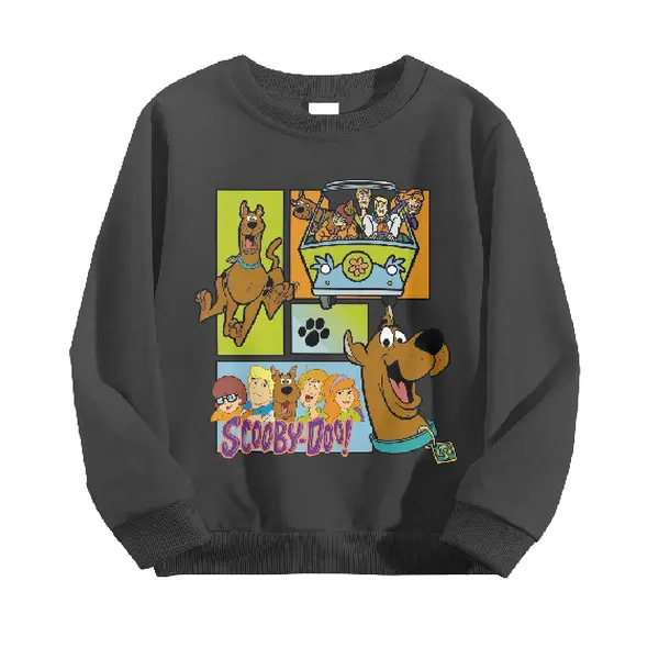 Kids' Scooby-Doo Cartoon Character Graphic Longsleeves Crewneck Sweatshirt - Retro Animation Casual Fan Merch Sports Outerwear Pullover