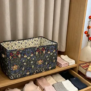 Elegant Floral Storage Basket, Decorative Basket, Foldable Organizer, Home Organizer for Office Supplies, Kids Toys, Socks, Underwear, Practical and Quick Access