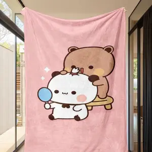 Bubu&dudu Theme Blanket, Soft Flannel Material, Cozy Throw Blanket, All-Season Use for Sofa, Movie Night, Air Conditioning, Outdoor Camping, Winter Picnic Essential, Flannel Throw Blanket